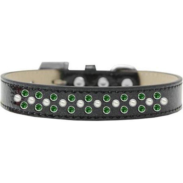 Unconditional Love Sprinkles Ice Cream Pearl & Emerald Green Crystals Dog Collar, Black - Size 20 UN2435416